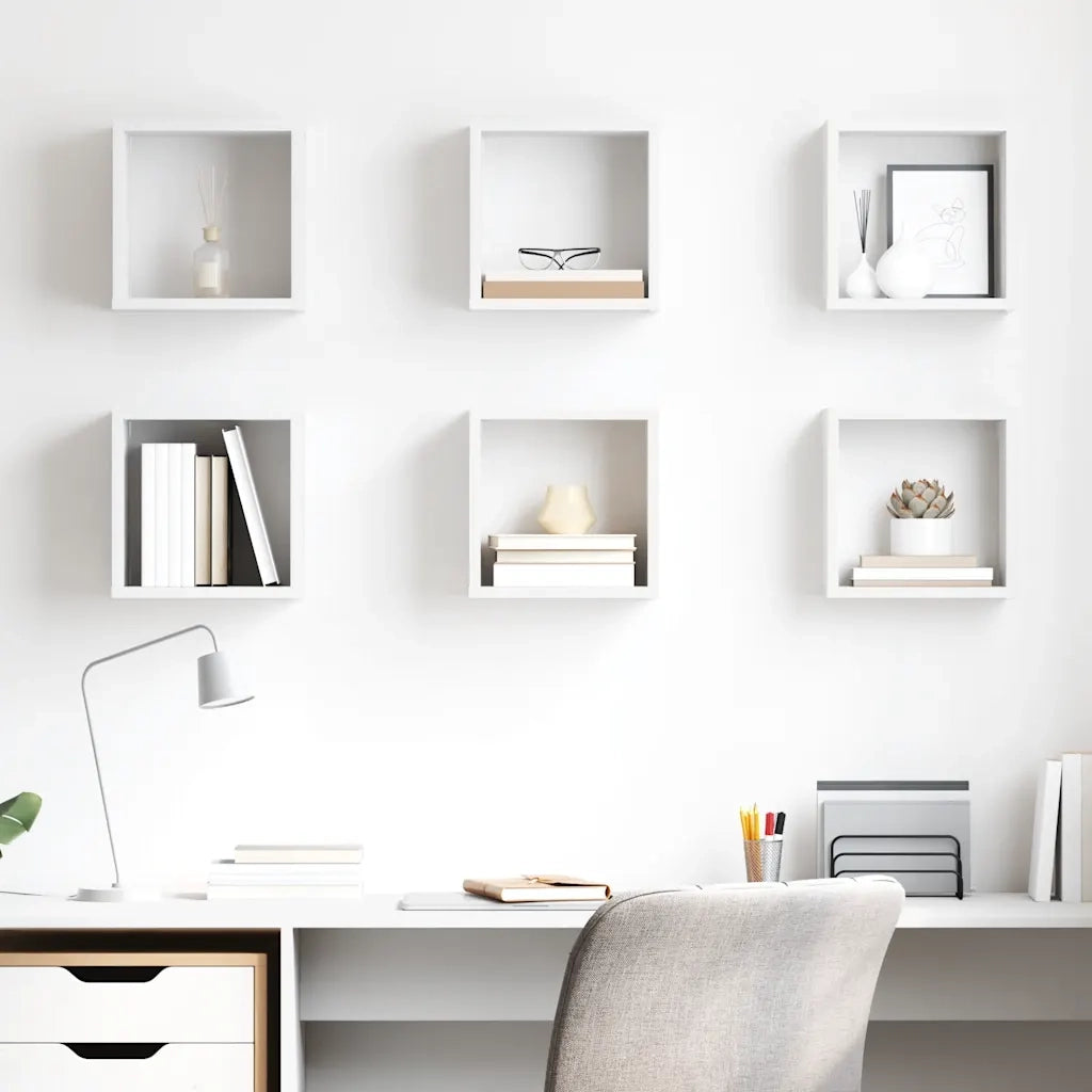 Mensole Parete a Cubo 6 pz Bianche 26x15x26 cm