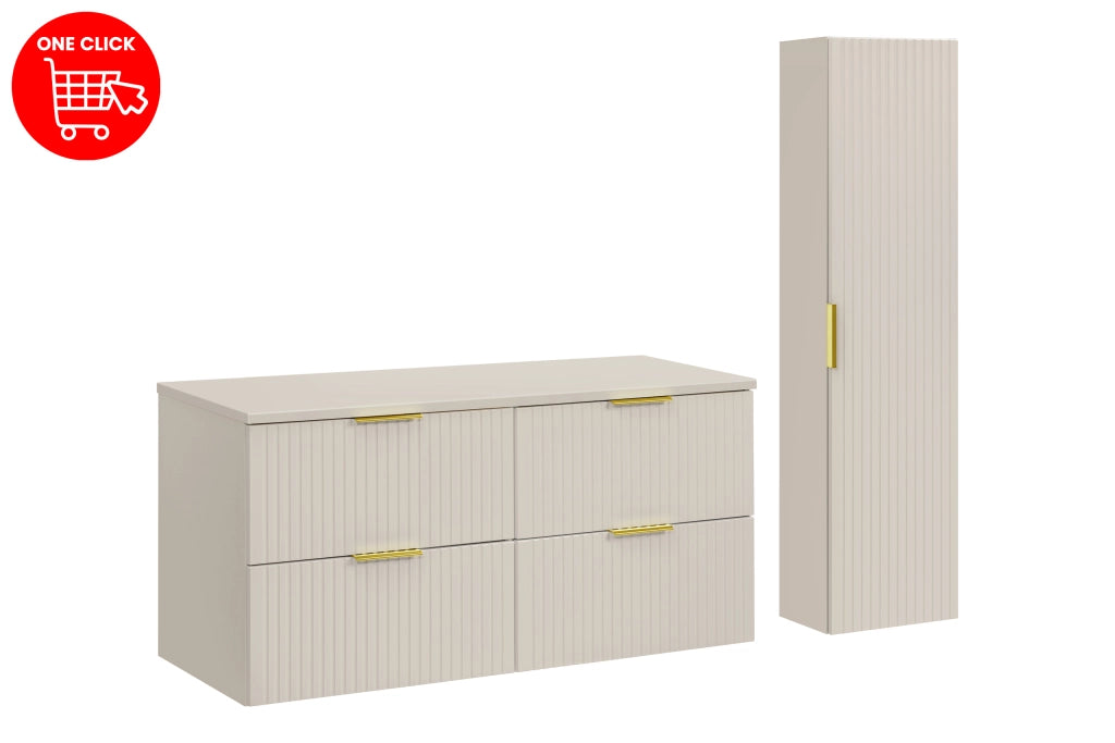 Set mobili bagno 120 cm con piano e Szafką wysoką Adel Cashmere 120 cm