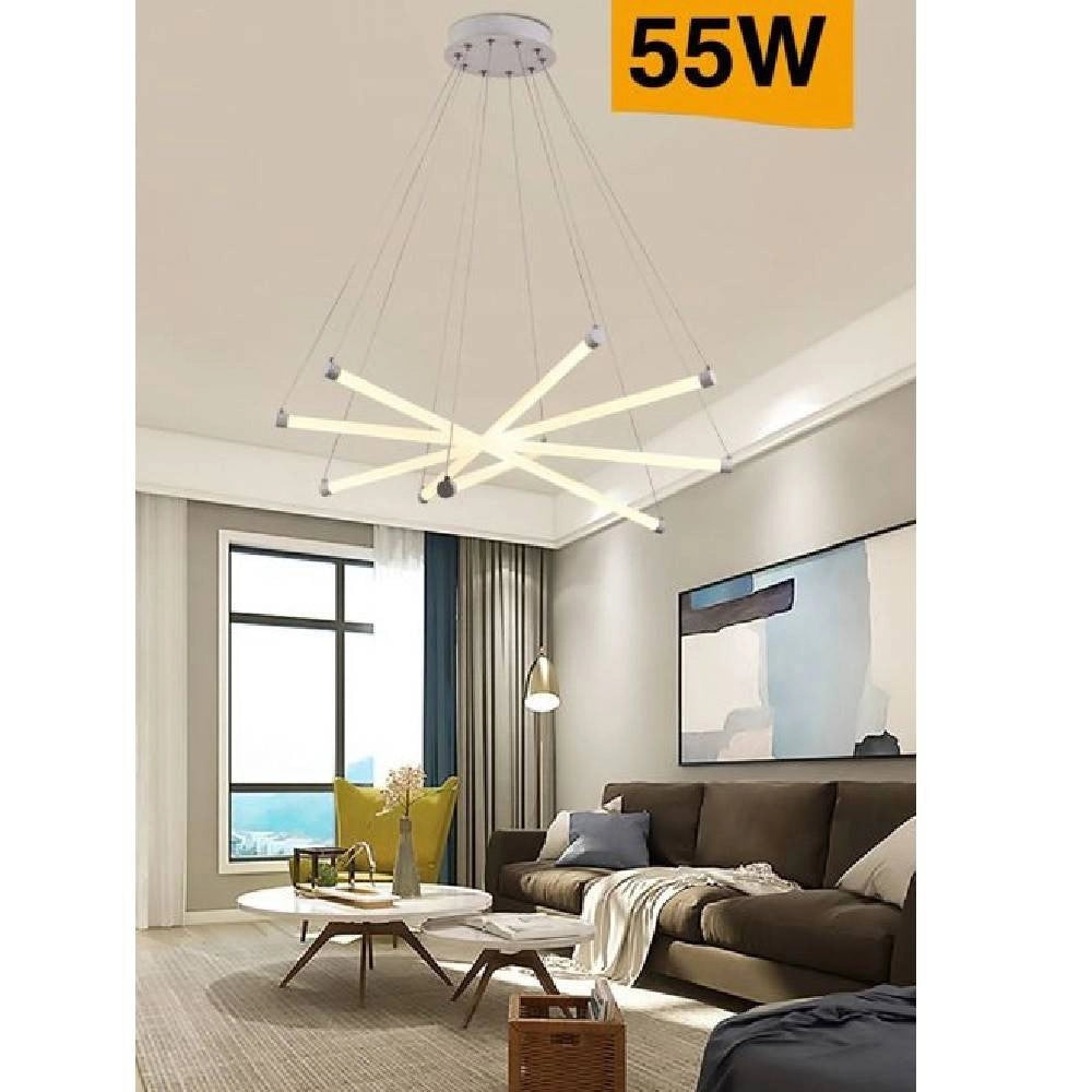 Trade Shop - Lampadario Led Moderno 55w A Sospensione A Raggi Luce Fredda Calda Naturale A05-o - -bianco Caldo      -