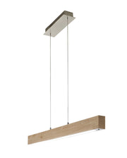 Lampada a Sospensione Badia LED 43W 4320lm 3000K Struttura in Metallo e Legno Quercia Dimmerabile Design Moderno Lunghezza 110cm Classe 1