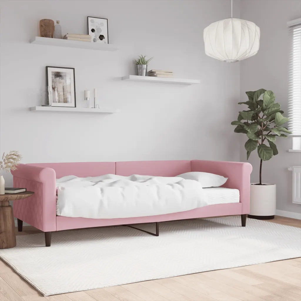 Divano letto | Sof¨¤ letto | Letto singolo con Materasso Rosa 90x200 cm in Velluto