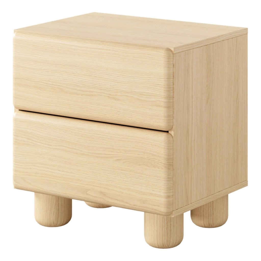 Hani, Comodino 2 Cassetti, 50x38x52h cm Marrone Rovere