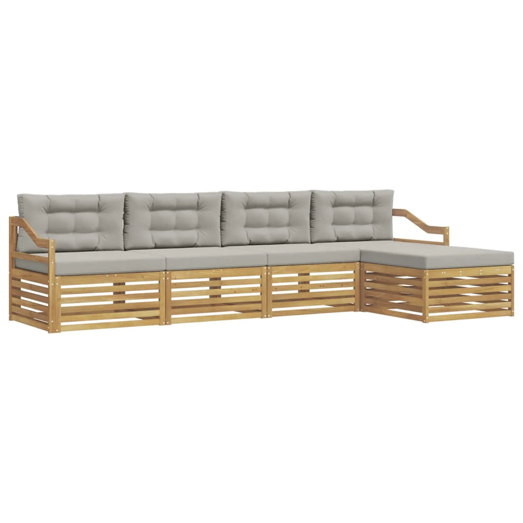 Set di divani da esterno 5 pcs Bianco e Grigio Chiaro 3390341