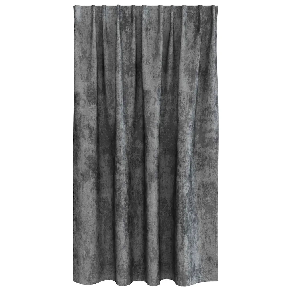 Tende in Velluto con tende 2 pz Grigio 140 x 140 cm Velluto