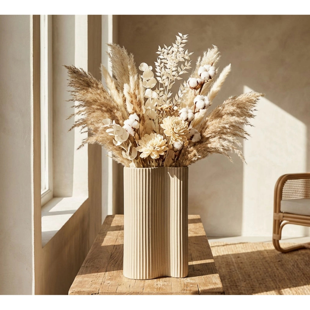 Vaso Decorativo VKH1017, Bianco, Metallo, 21x12x36 cm