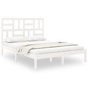 Letto matrimoniale | Letto per adulti | Giroletto Bianco in Legno Massello 140x200 cm