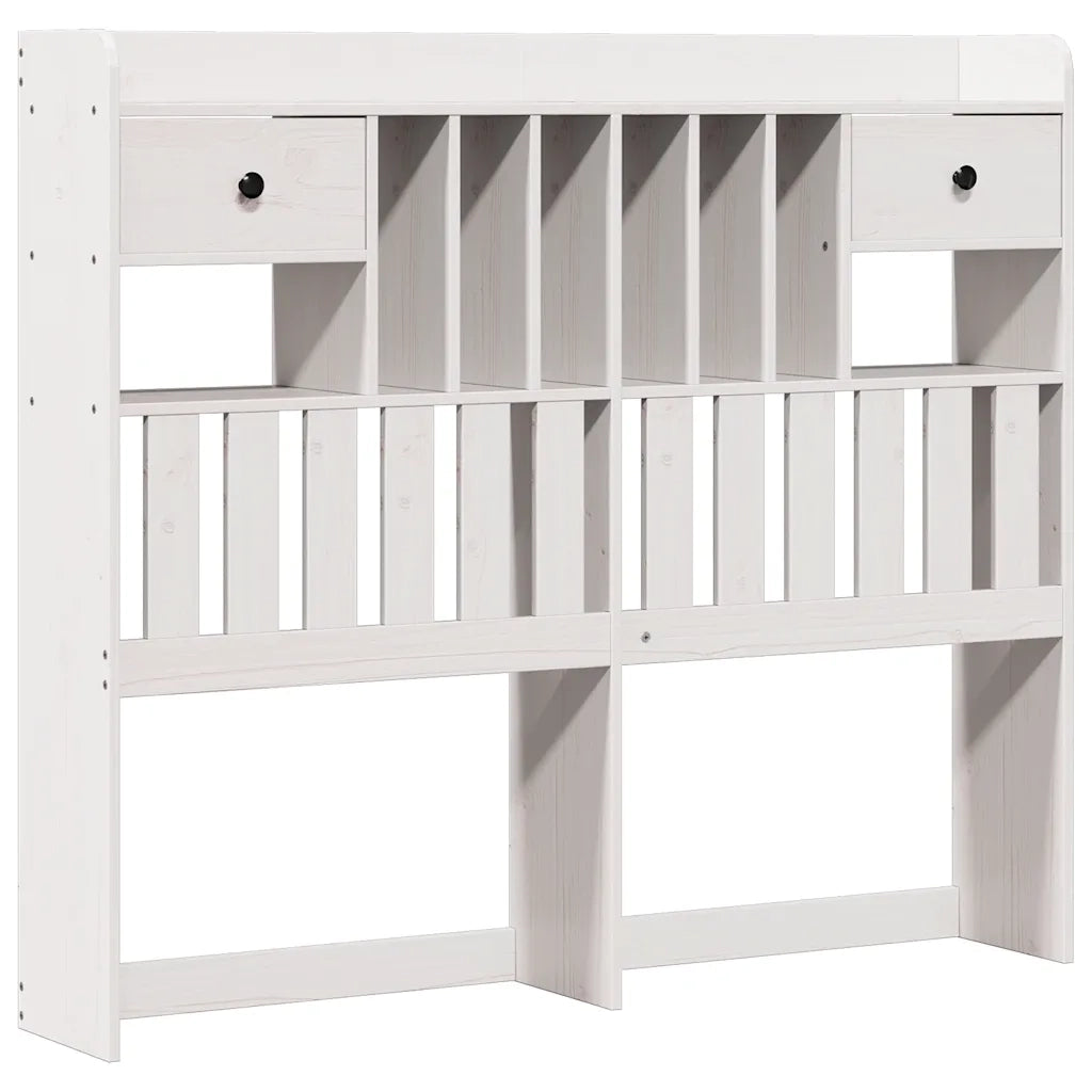 Letto Libreria senza Materasso-Struttura Letto con contenitore Bianco 135x190 cm Legno di Pino 887144