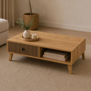 Liparime, Tavolino da Salotto 2 Cassetti, 102x67x32h cm Marrone Rovere Nodi