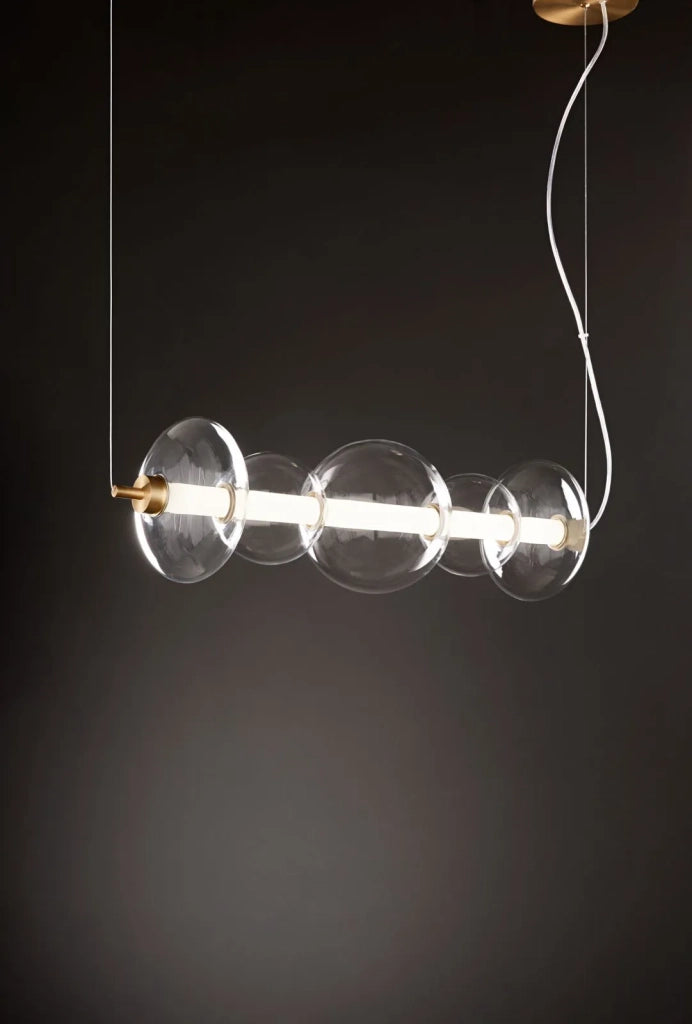 Sospensione in metallo e vetro trasparente  e oro spazzolatoBubbles LED 38W 3000K CRI?80 220-240V 50/60Hz 3040Lm