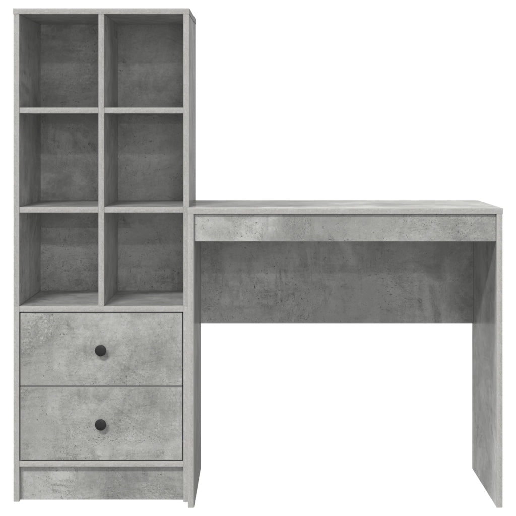 Scrivania con spazio di archiviazione in legno ingegnerizzato grigio cemento