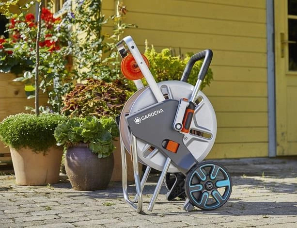 Gardena 18547-20 avvolgitubo da giardino Avvolgitubo multiposizione Manuale Nero, Acciaio inox