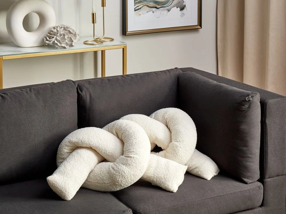 Set di 2 cuscini moderni in tessuto peluche bianco 172 x 14 cm accessori decorazioni divano