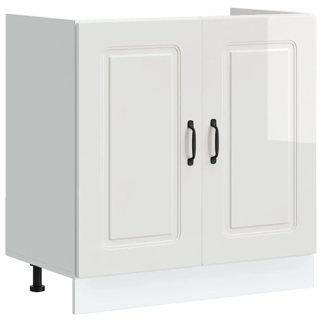 vidaXL Mobile base lavello Kalmar Bianco Lucido 80x46x81,5 cm