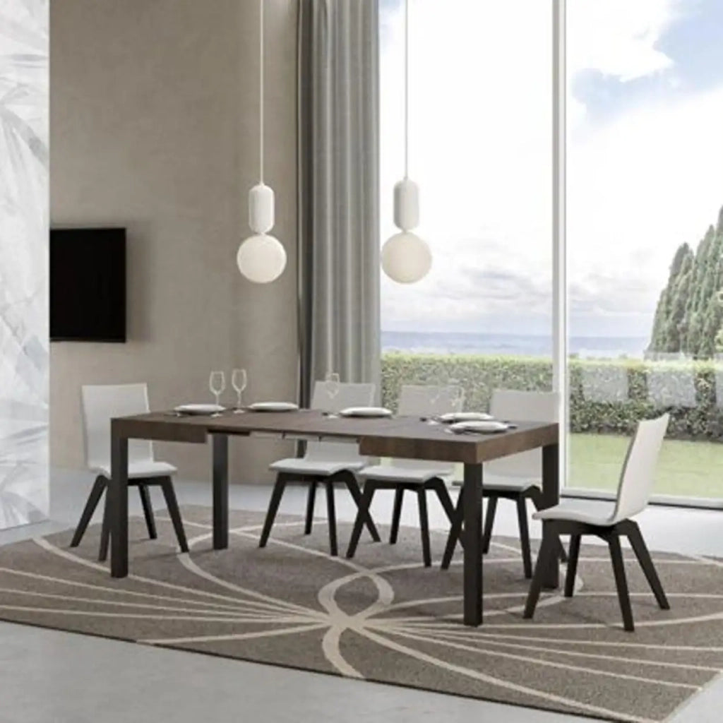 Tavolo allungabile 120/204x80 cm Everyday colore noce gambe antracite