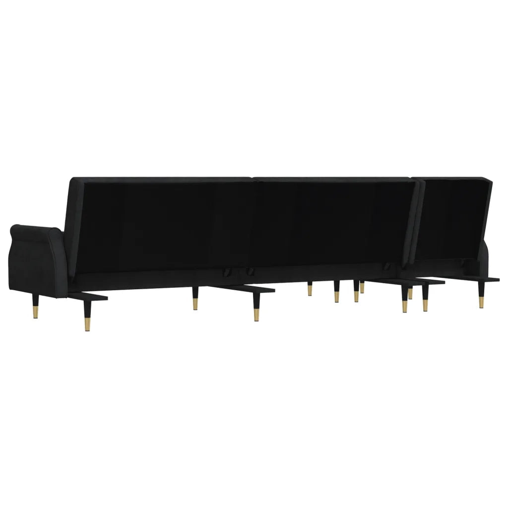 Divano Letto a L Nero 271x140x70 cm in Velluto 3157224