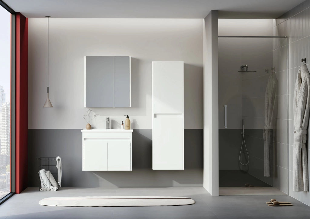 Set mobile lavabo con specchio (2 pezzi) "Arno 65" - 65 x 45 x 52 cm - Bianco