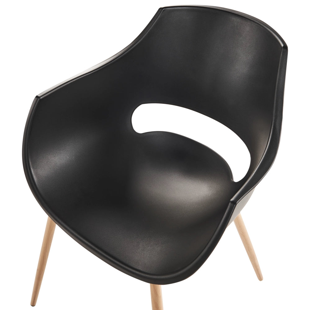 Set di 4 sedie da pranzo Nero Seduta sintetica Gambe in metallo Seduta moderna semplice e minimalista