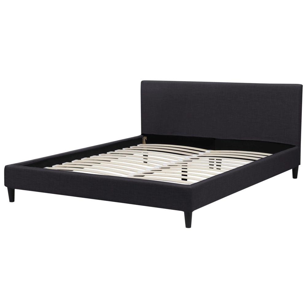 Letto 160 x 200 cm telaio a doghe in tessuto Nero contemporaneo