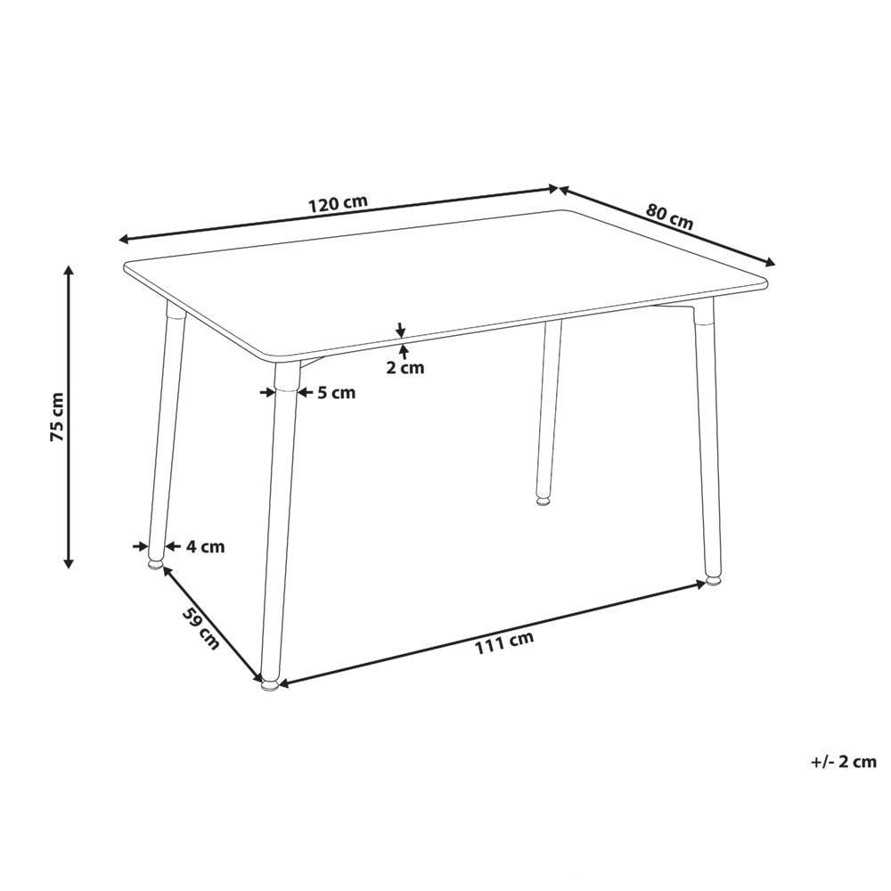 Tavolo da pranzo con gambe in legno bianco 120 x 80 cm Rettangolare in stile scandinavo