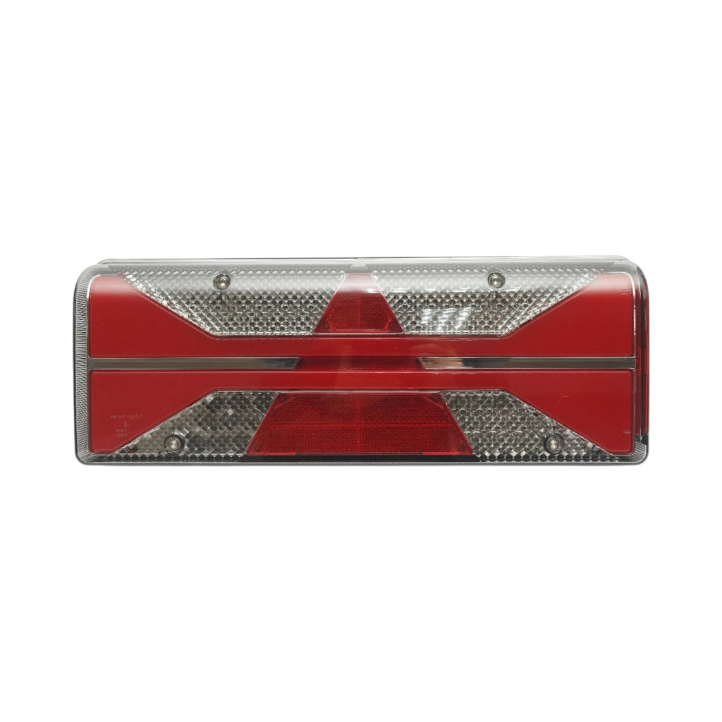 Luce freno posteriore destra LED camion 24V, 7 pin ASS2.1 con illuminazione targa, allarme retromarcia 400x153x88mm