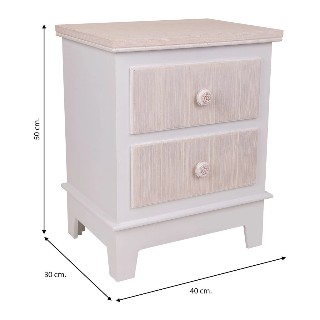 Comodino in legno bianco 39x36x72,5