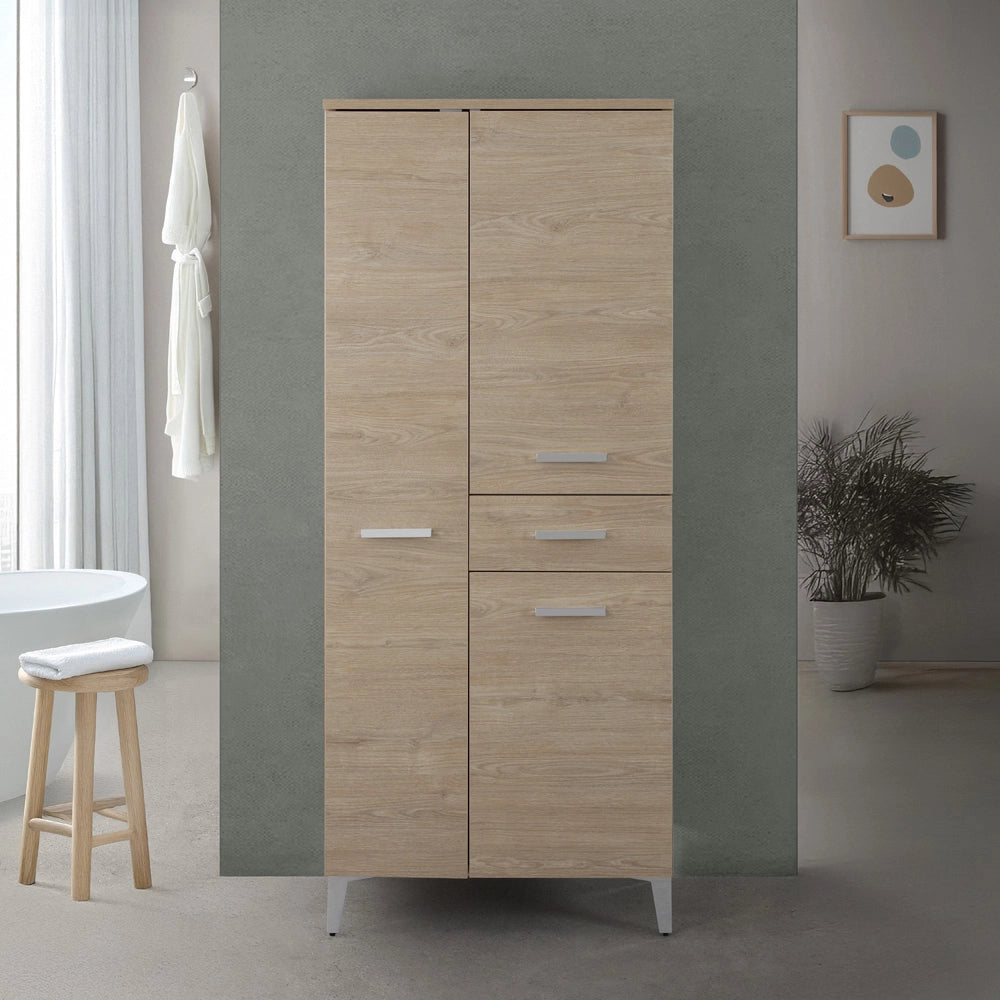 Colonna bagno a terra 60x153,5 cm rovere dolomite con 2 ante e cassetto Desya