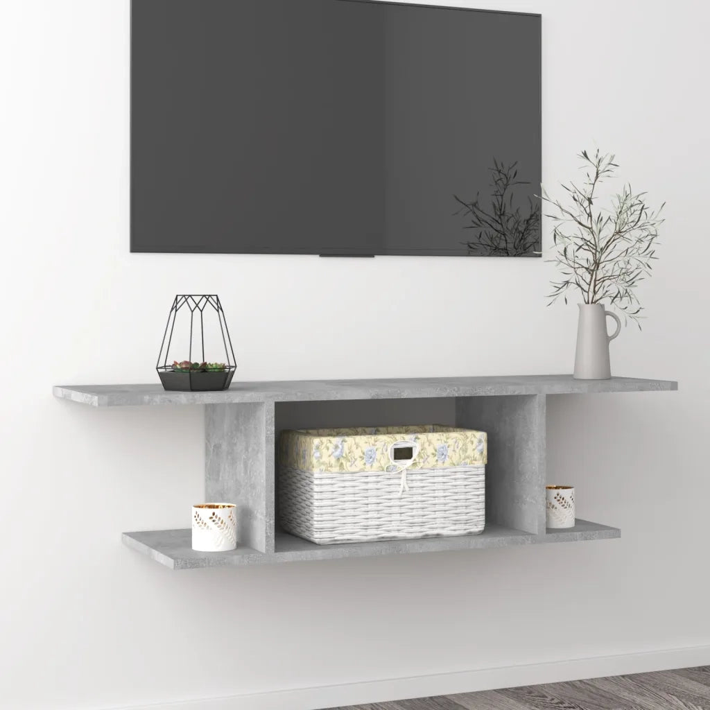 Armadietto a Parete per TV Grigio Cemento 103x30x26,5 cm cod mxl 57571