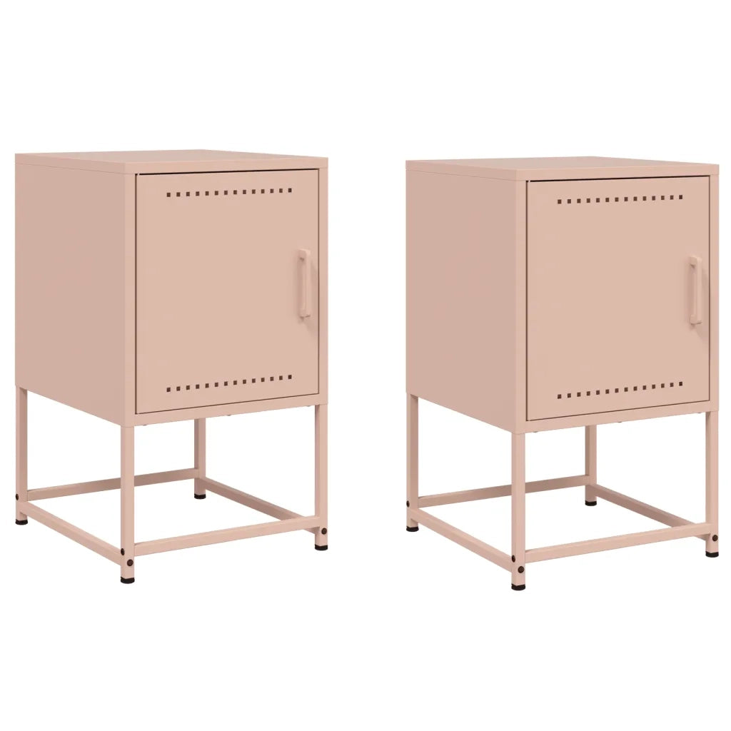 Comodini 2 pz-Set di 2 Tavolino da notte Rosa 36x39x60,5 cm in Acciaio 738688