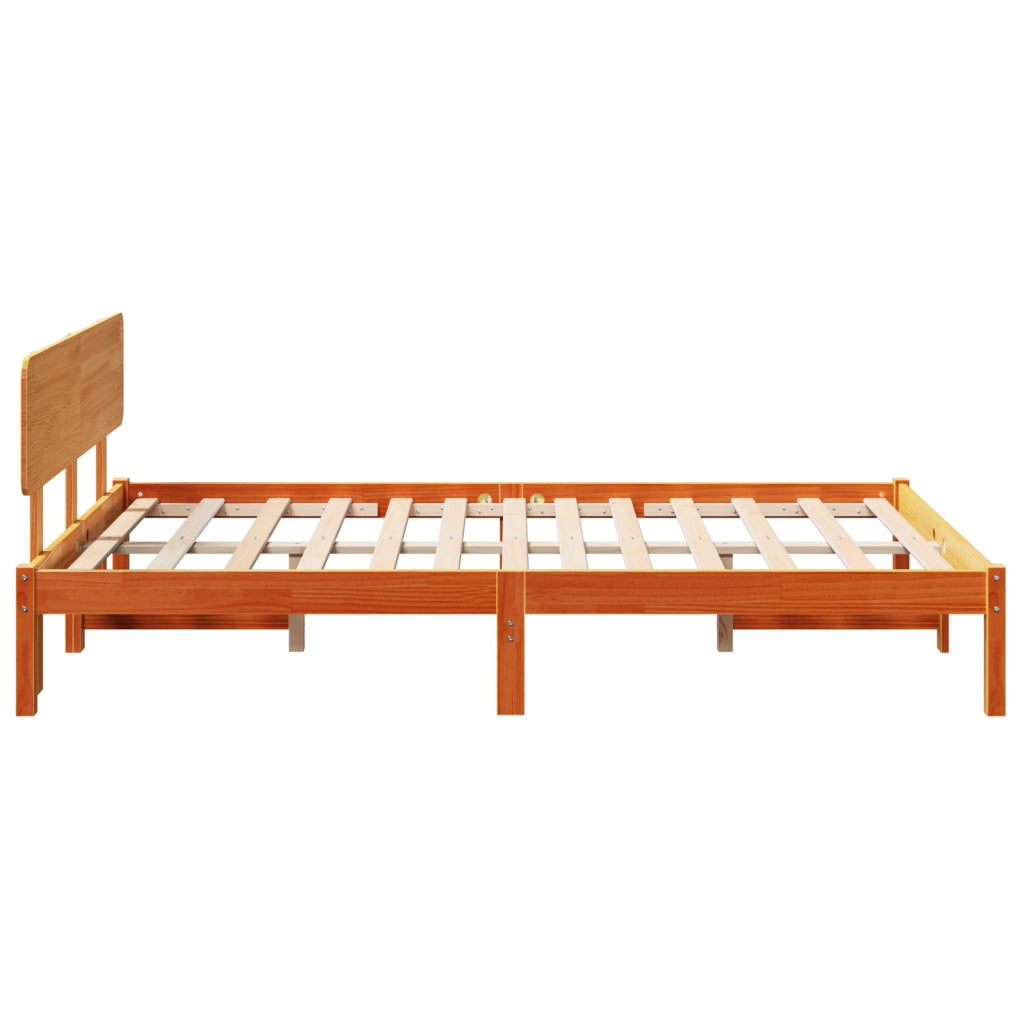 Struttura letto con testiera marrone cerato 120x190 cm legno massello di pino