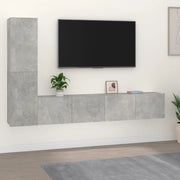 Set di Mobili Porta TV 4 pz Grigio Cemento in Legno Multistrato cod mxl 34016