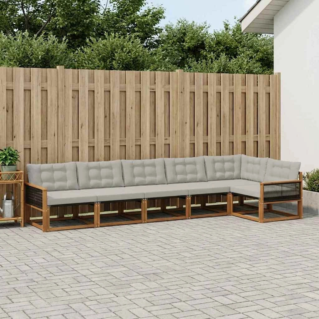 Set di divani da esterno 6 pz Naturale e Grigio Chiaro 3381455