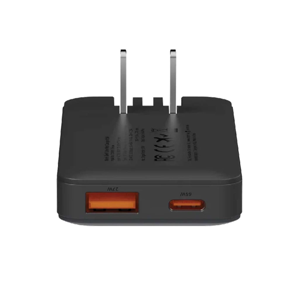 Caricatore da Viaggio USB-C PD 65W USB-A QC 4.0 GaN3 Ultra con Cavo USB-C 1m Nero Xtorm