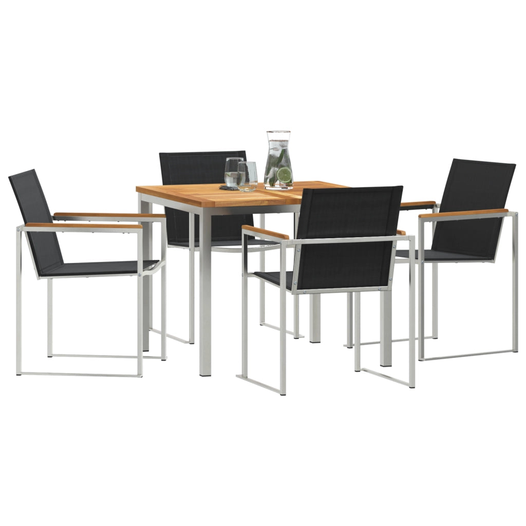 Set da Pranzo da Giardino  in Legno Massello di Teak in 5 Pezzi
