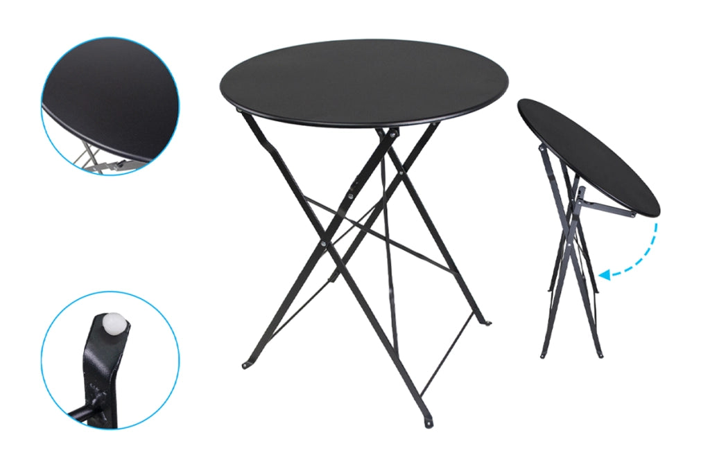 Set tavolo e sedie da giardino pieghevoli nero – Positano TRSP10PO