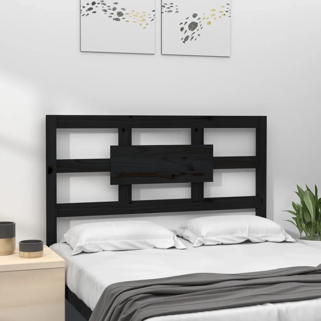 Testiera | Testata per Letto Nera 95,5x4x100 cm in Legno Massello di Pino