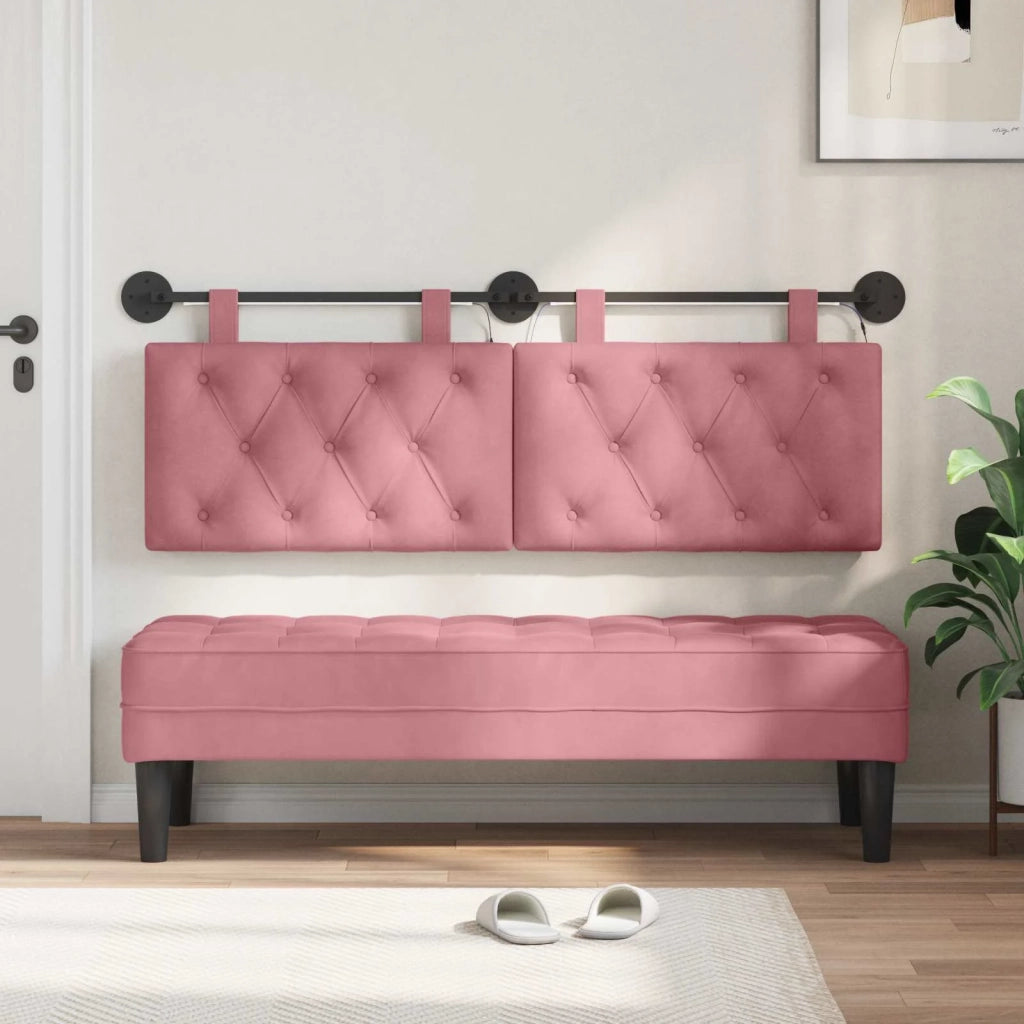 Testiera | Testata sospesa Con luce LED Rosa Velluto