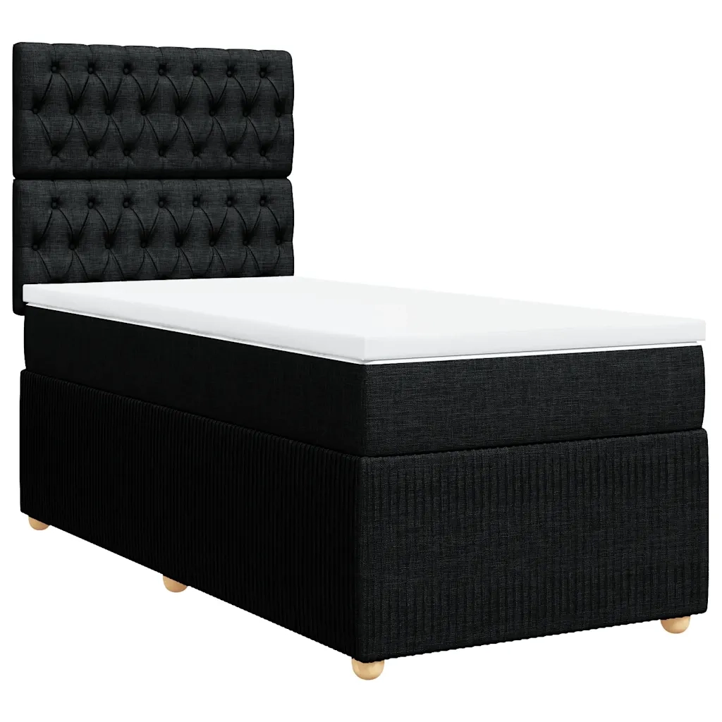 Giroletto a Molle con Materasso Nero 90x200 cm in Tessuto 3291948