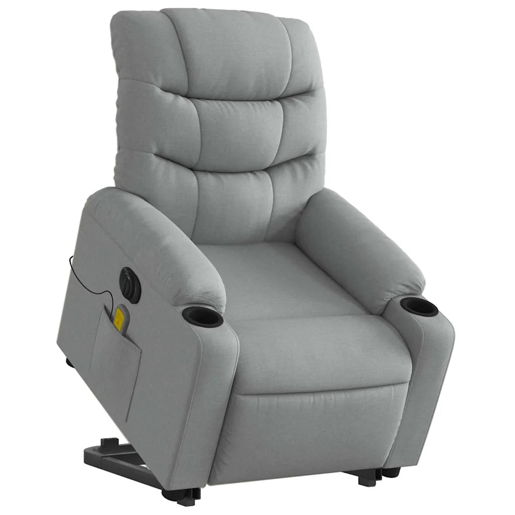 Poltrona Alzapersona Massaggi Elettrica Grigio Chiaro Tessutocod mxl 109081