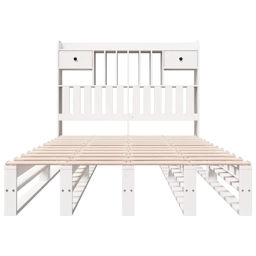 Letto Libreria senza Materasso Bianco 135x190 cm Legno di Pino