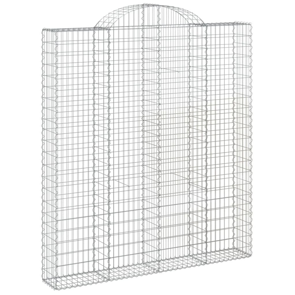 Set di 4 gabbioni ad arco per recinzione gabbia o muro di contenimento 200 x 30 x 220/240 cm ferro zincato argento 02_0041429