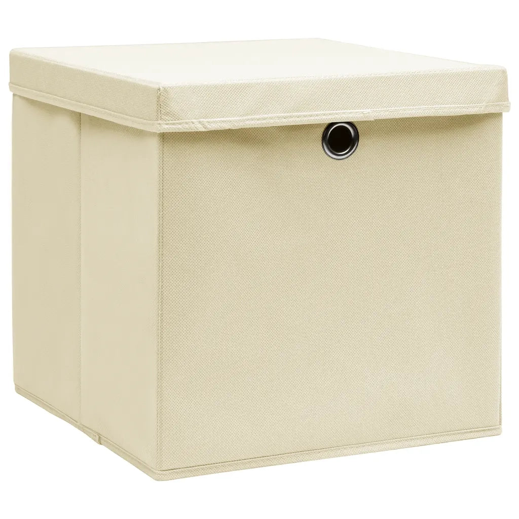 Contenitori con Coperchio 4 pz 28x28x28 cm Crema cod mxl 50627