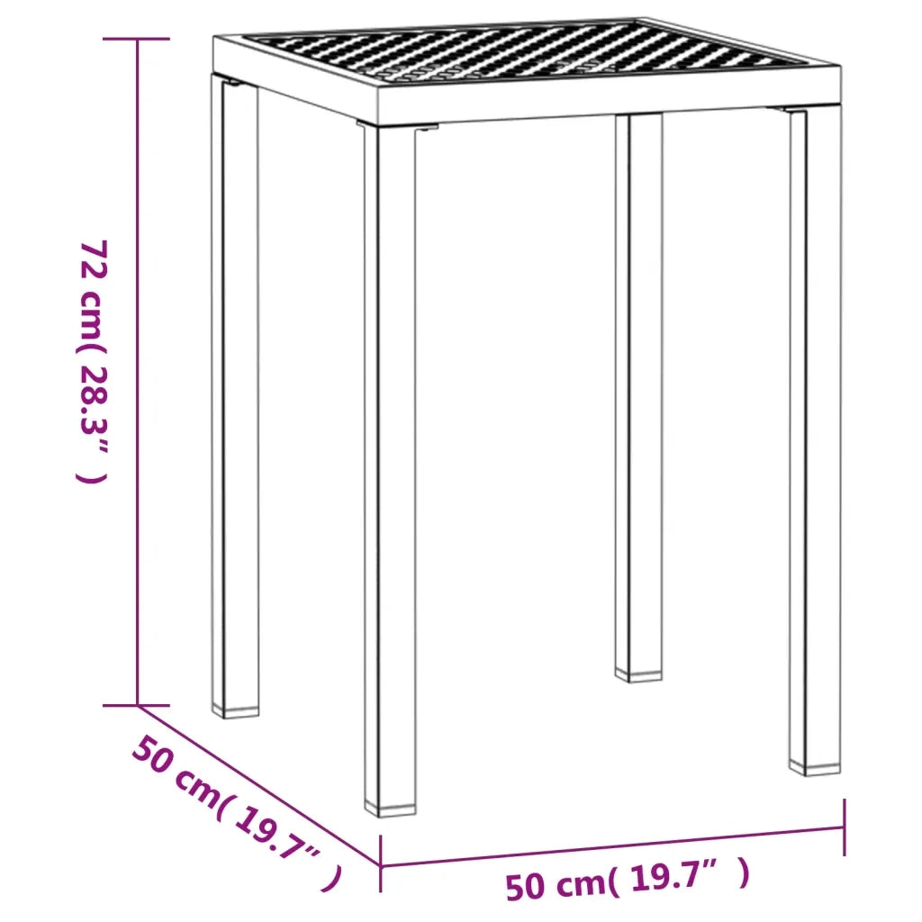 Tavolo da Giardino Antracite 50x50x72 cm Acciaio 362742