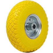 Trade Shop - Ruota Piena Antiforatura Pu Gialla Carrello Carriola 25cm Cerchio In Acciaio -