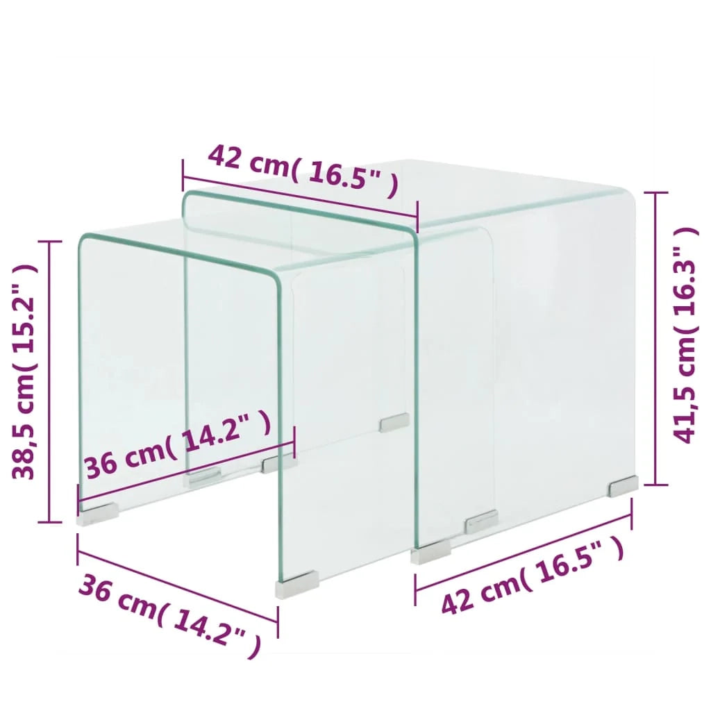 Set di 2 tavolini impilabili vetro temperato trasparente 02_0042140