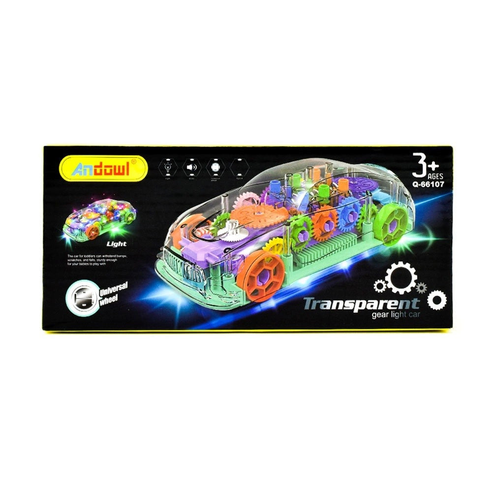 Trade Shop - Auto Vettura Trasparente Con Ingranaggi A Vista Luce Illuminazione A Led Q-66107 -