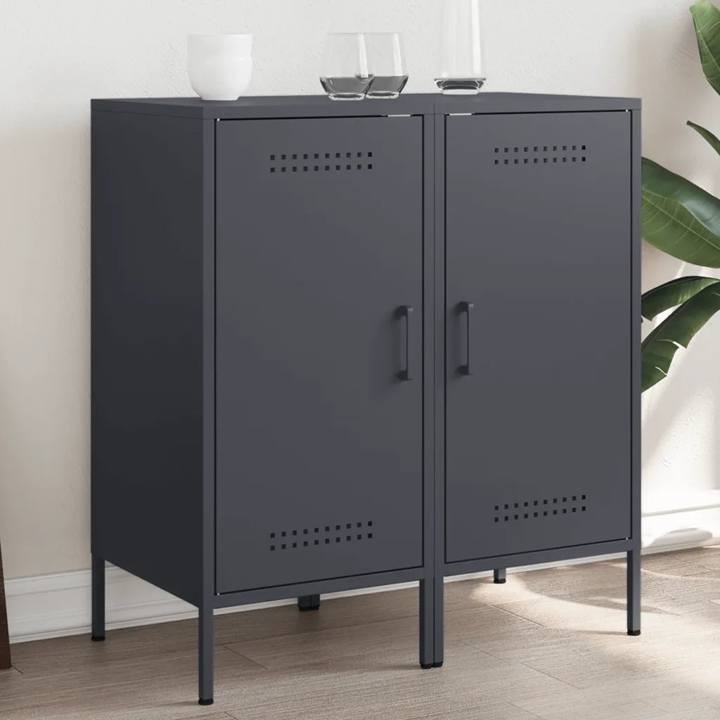 Credenze 2 pz | Madia | Buffet da pranzo | Armadio da pranzo Antracite 36x39x79 cm in Acciaio