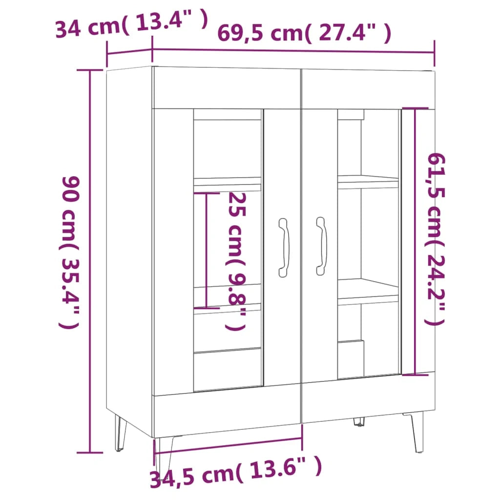 Buffet credenza cassettiera armadio mobile contenitore organizer per cucina soggiorno salotto 69,5 x 34 x 90 cm legno ingegnerizzato grigio 02_0032057