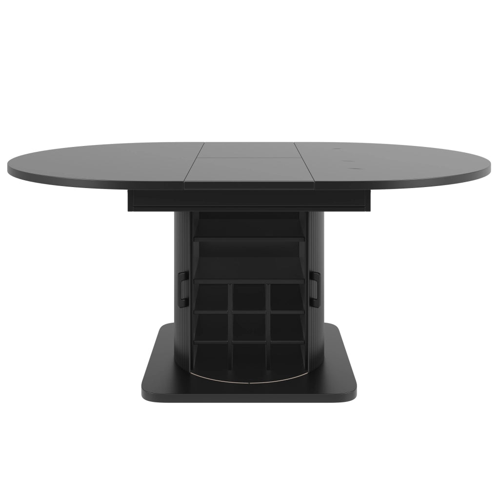 Tavolo allungabile 118x118x76 cm con ampio vano contenitore; MDF e metallo; nero