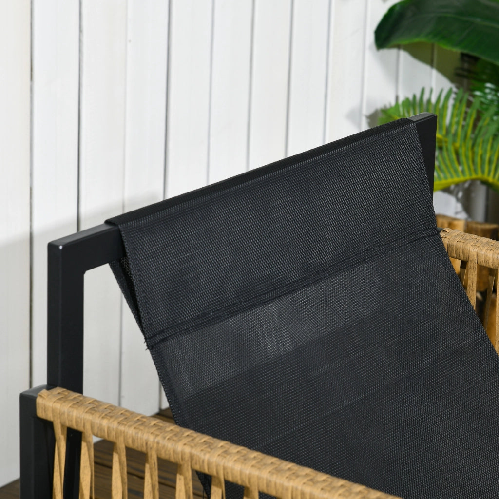 Salottino da giardino in rattan 4 pezzi con tavolino in vetro, colore grigio scuro
