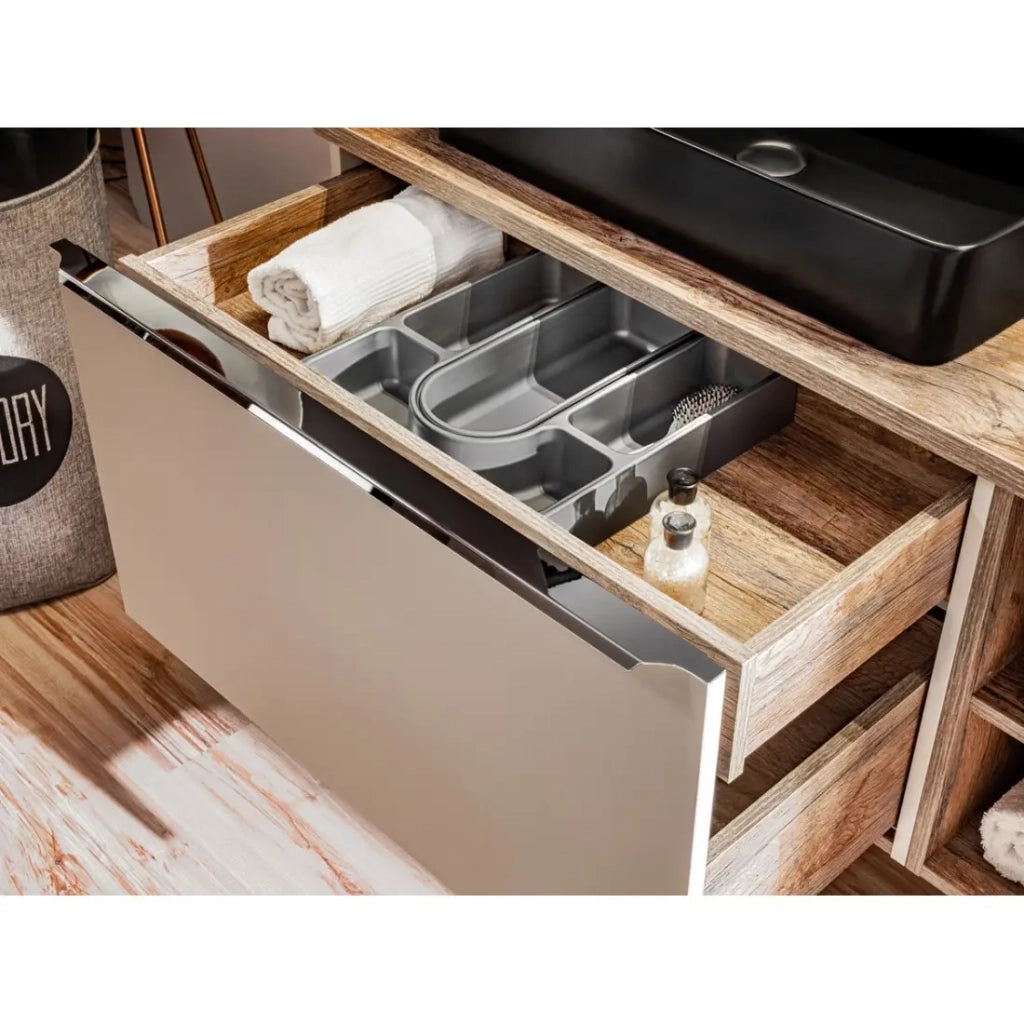 Mobile sottolavabo VANTA taupe 80 cm – modello sospeso con 2 cassetti